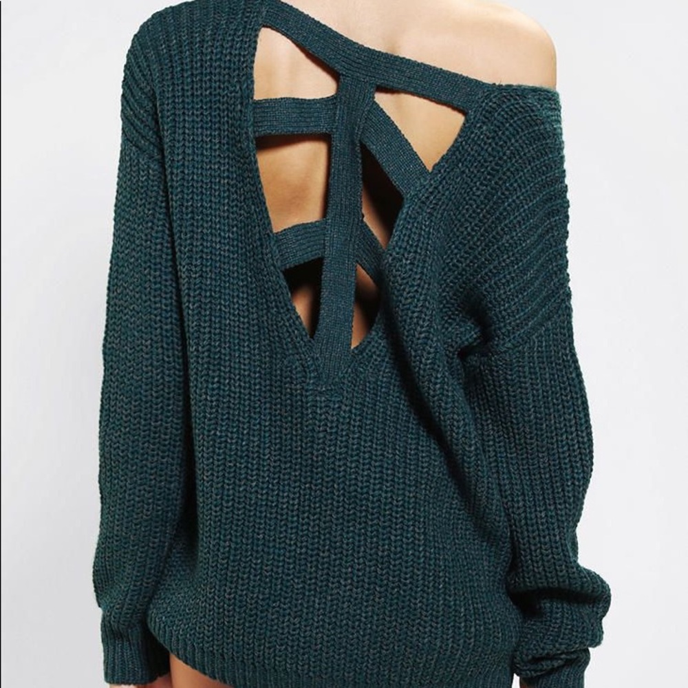 Sparkle & Fade Gray Sweater with Open back detail